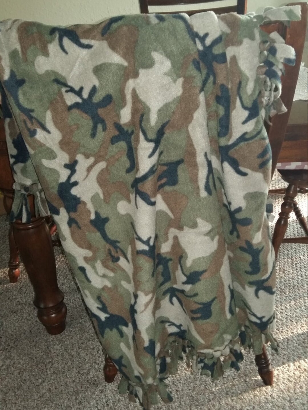 Camouflage Fleece Blanket, Tied Blanket, Child Blanket, Camo Blanket