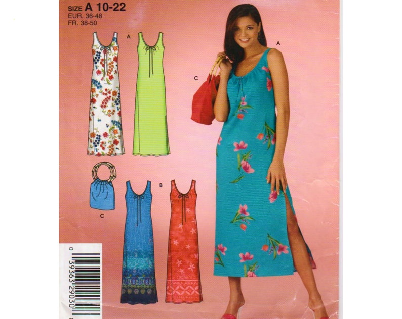 Long Sundress Pattern Plus Size Dress Bamboo Handle Bag Handbag Pattern Summer Dress Pattern Simplicity 4649 Uncut Bust 325 44 Beach Dress