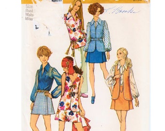 Scooter Skirt Pattern Hippie Vest Vintage Culottes Pattern Skort Pattern SIMPLICITY 8694 UNCUT bust 38 Mini Skirt Pattern Pant Skirt Pattern