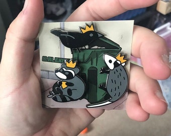 TRASH KINGS . Raccoon . Opossum . Crow . Pin Set