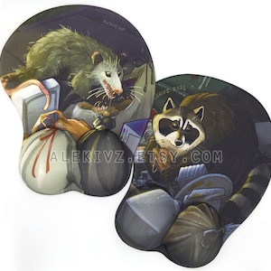 DUMPSTER CATS . Raccoon . Opossum . Ergonomic Mousepad