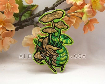CORDYCEPS . Cicada . Mushroom . Embroidered Iron On Patch