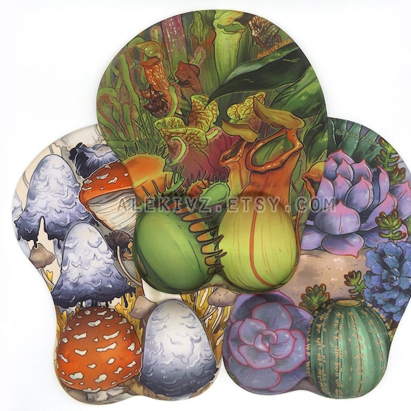 MUSHROOM & PLANT MOUSEPADS . Ergonomic Mousepad