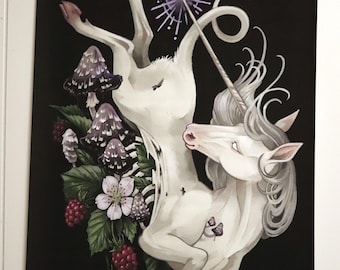 UNICORN WALL SCROLL: Some Part Of Me Is Mortal Yet
