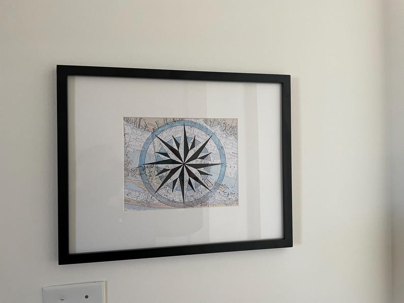 Hand Drawn Compass Rose Nautical Chart Art – South Bay Decor - Etsy