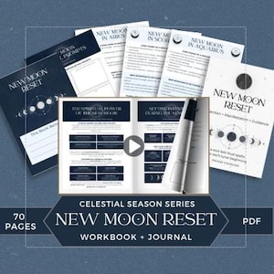 New Moon Ritual Journal & Workbook, Astrology Lunar Intention, Lunar Journal, Zodiac Sign Manifestation and Reflection, Astrology New Moon