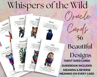 Animal Oracle Card Deck, Printable Oracle Cards, Mystical, Spiritual, Animal Totem, Digital Download, Meditation, Spirit Animal,Dreamcatcher