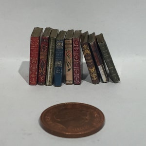 dolls house minature books, Tudor style job lot of 9 books with print 1:12th Scale image 4