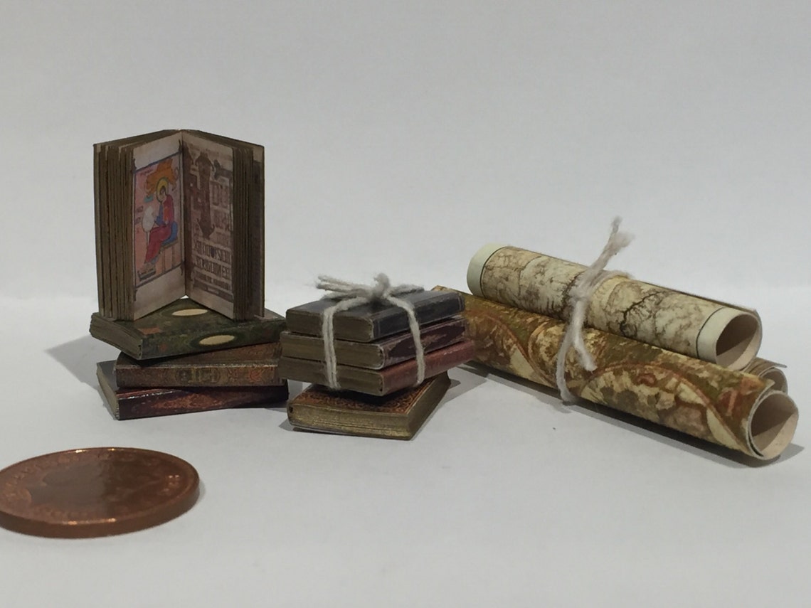 Dolls House miniature books Antique style job lot of 8 Books Etsy