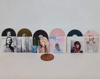 Dolls House Records Set of 6 Taylor Swift Albums 1/12th Scale - Removable Mock Vinyl!