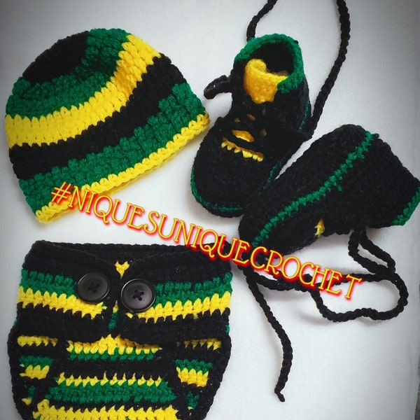 Newborn Handmade Jamaican Crochet Photo Prop/Outfit