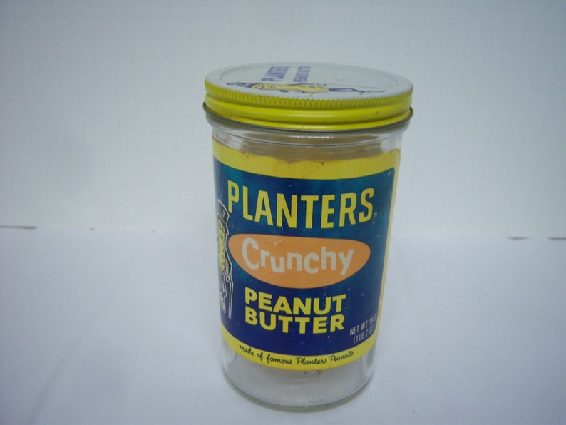 Vintage Planters Peanut Butter Jar Glass Jar 18 Ozs Metal Etsy