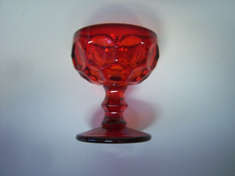 Vintage Ruby Red Stem Glasses One of Four Sherbet Glasses Etsy