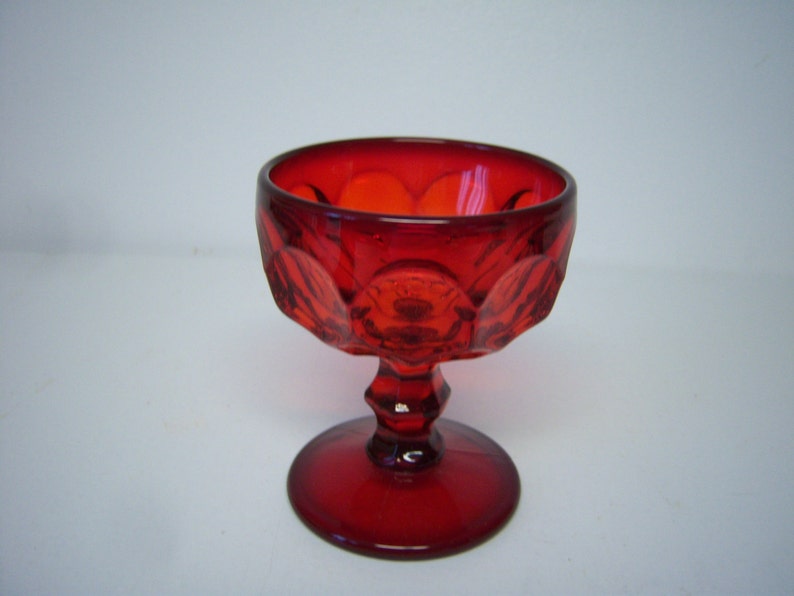 Vintage Ruby Red Stem Glasses One of Four Sherbet Glasses Etsy