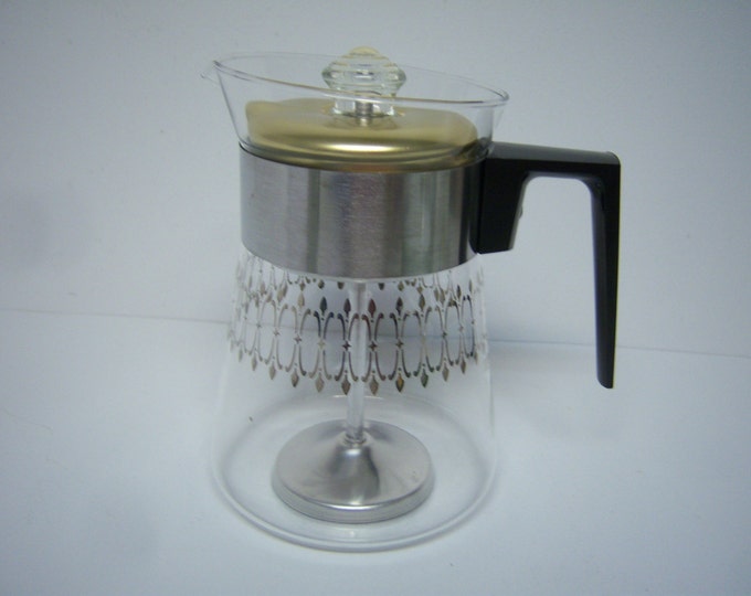 Vintage Pyrex, Glass Coffee Pot, Stove Top Coffee Pot, Six Cup, Looks