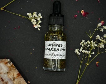 Money Maker Ritual Oil, Anointing Oils, Abundance Spells, Wicca, Wiccan, Manifestation Oil, Gifts for Her, Witchy, Candle Oil