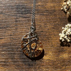 Ammonite Fossil Necklace,  Sea Shell Pendant, Beach Jewelry, Mermaid Jewelry, Shell Necklace, Witchy, Gifts for Her, Cottagecore, Fairycore
