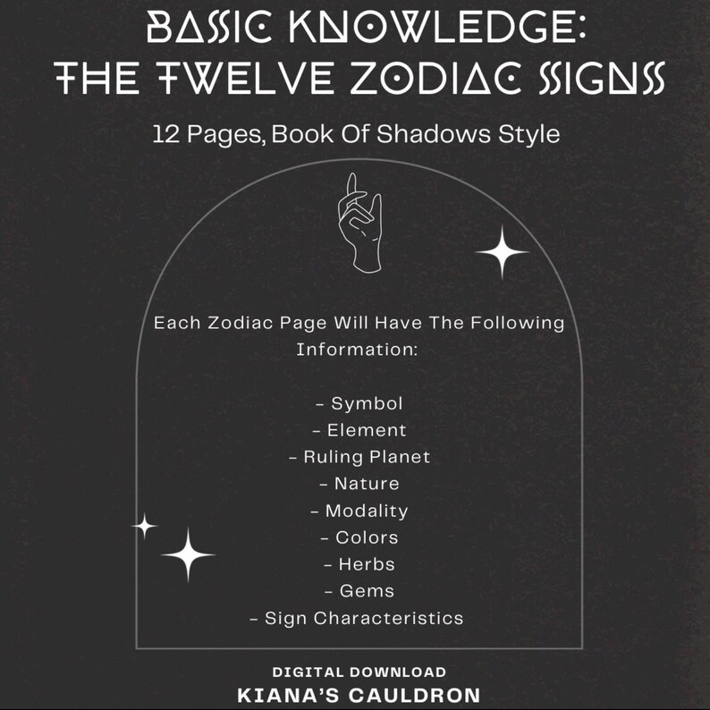 DIGITAL DOWNLOAD / Basic Knowledge of the Zodiacs / Zodiac Signs for
