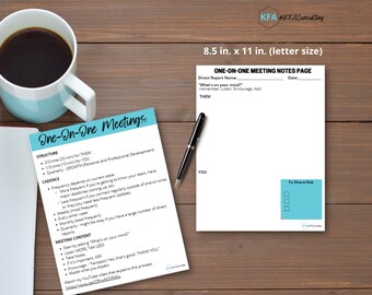 One-On-One Supervisor Meeting Notes Template, Editable in Canva, for Digital Download, Digital Planner, Printable Planner