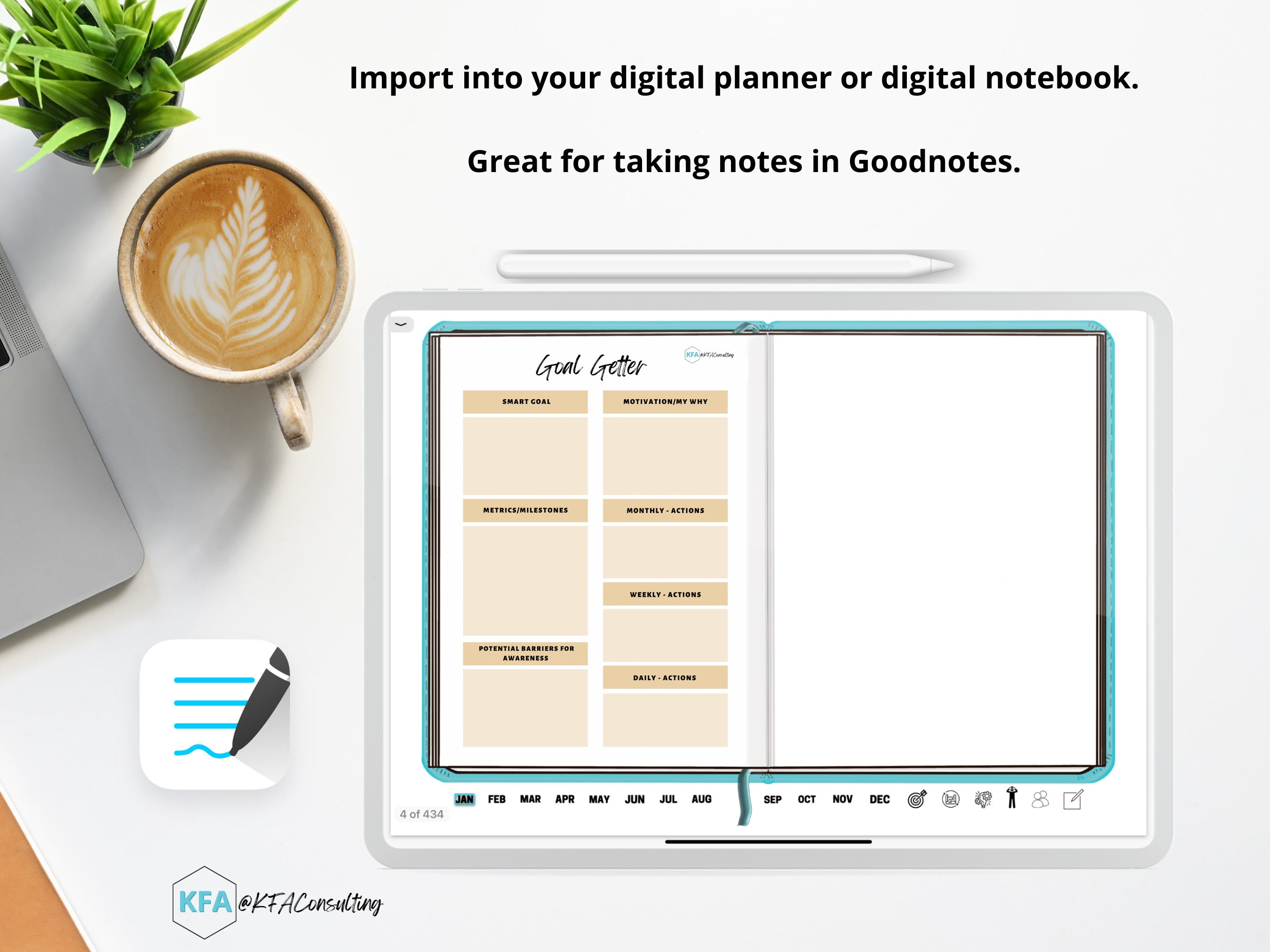 Onenote Features Worksheet Smart Goal Worksheet, Onenote and Goodnotes Digital Planner_yellow Goal ...