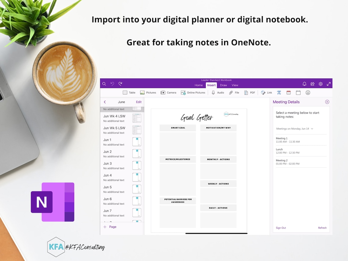Smart Goal Worksheet, Onenote and Goodnotes Digital Planner_black and ...
