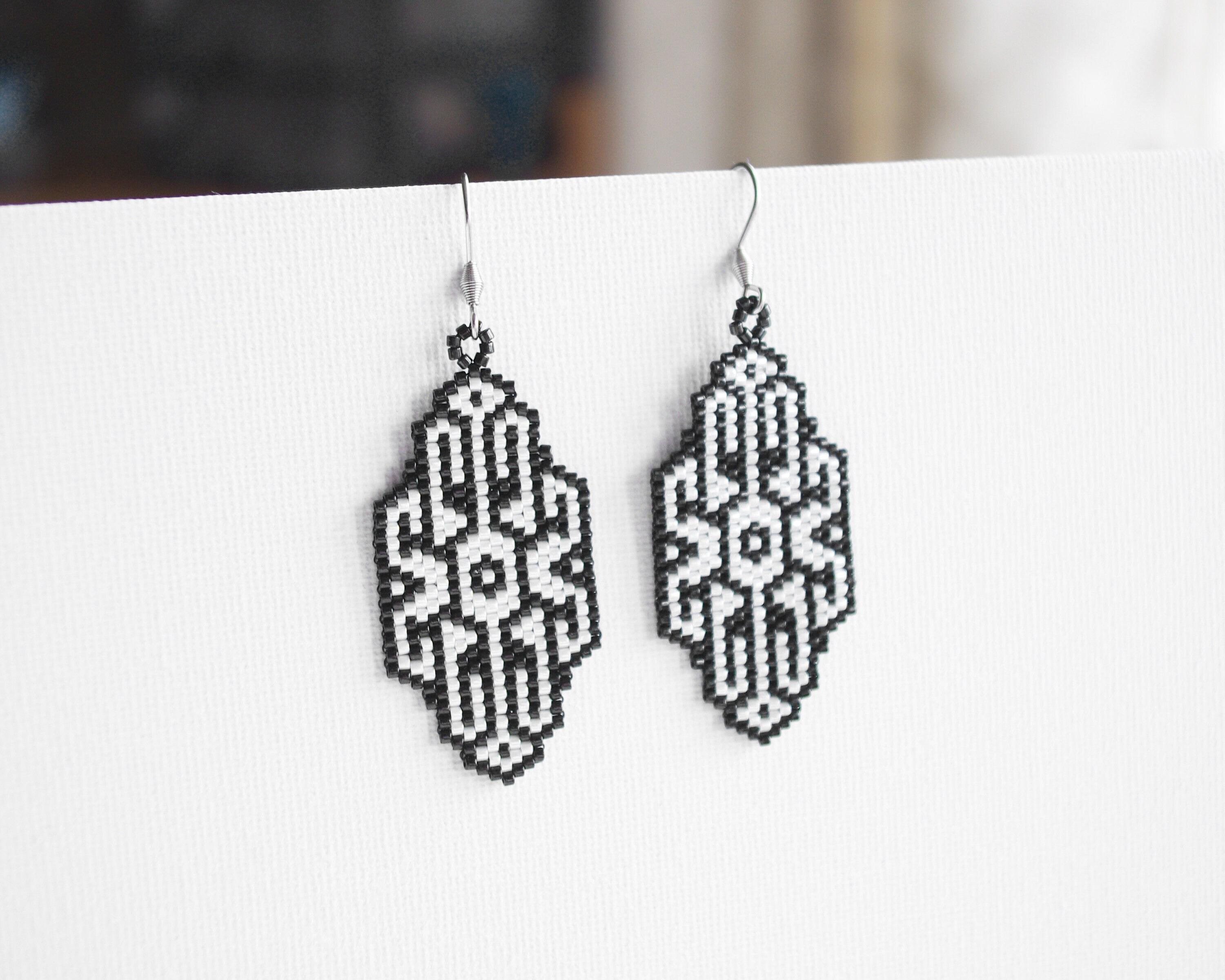 Art Deco earrings Monochrome earrings Black and white Etsy