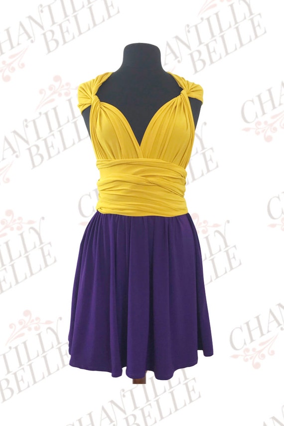 Purple and Gold Dress Casual Mini Dress 