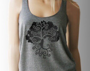 Tree of Life Yoga Tank. Yoga Top. Yoga Clothing. Lotus Shirt. Yoga. Workout Tank. Workout Shirt. Exercise Clothing. Fitness Tank.