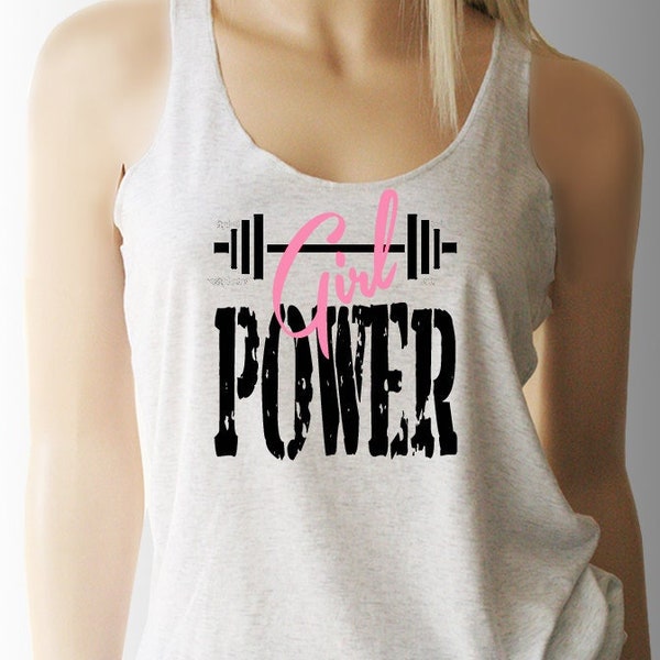 Girl Power Women's Workout Tank. Workout Shirt. Workout Clothes. Exercise Clothing. Weight Lifting Shirt. Vita Sana. Racerback Tank Top.