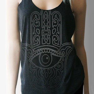 Hamsa Hand Yoga Racerback Tank Top. Yoga Top. Yoga Shirt. Workout Tank. Workout Shirt. Vita Sana. Exercise Clothing. Womens Workout Tank.