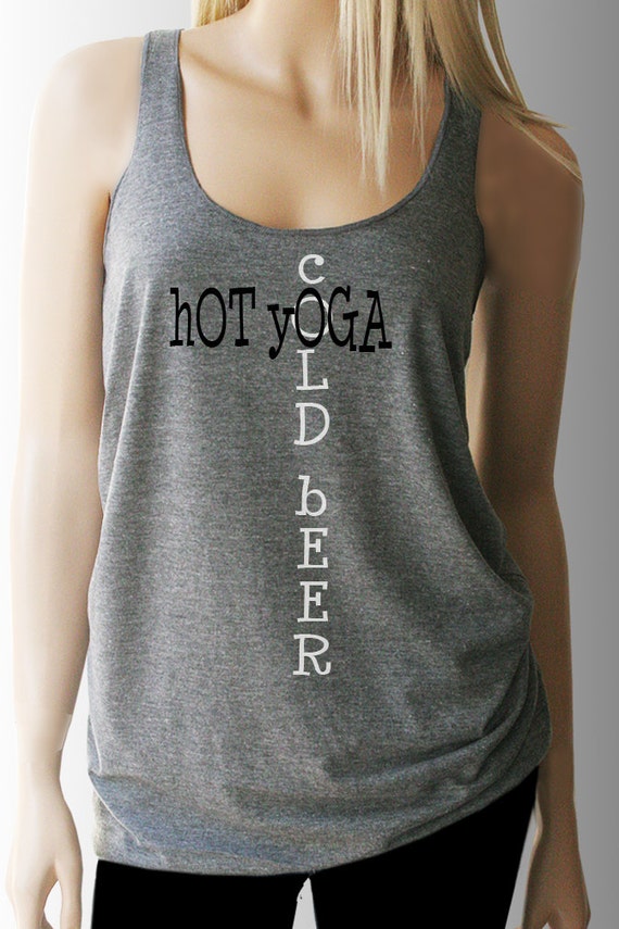 Hot Yoga Cold Beer Yoga Tank. Yoga Tank Top. Yoga Top. Workout Tank.  Workout Shirt. Workout Clothes. Exercise Clothing. Womens Workout Tank. 