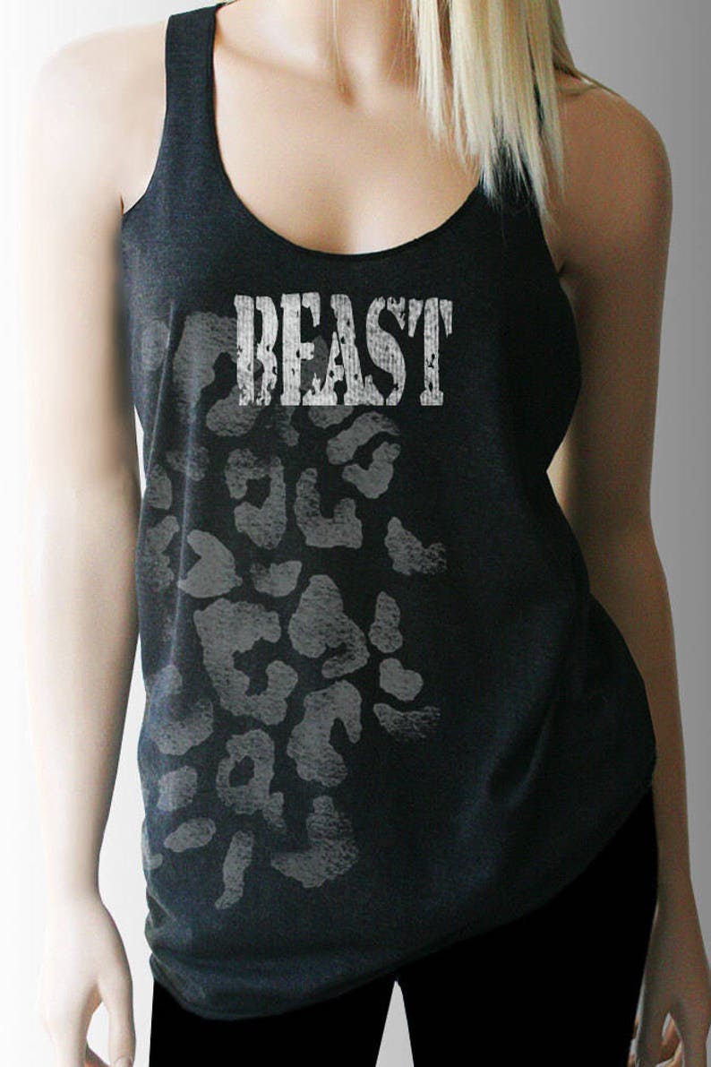 Beast Workout Tank. Workout Shirt. Workout Clothes. Exercise Clothing. Weight Lifting Shirt. FitnessTank. image 1