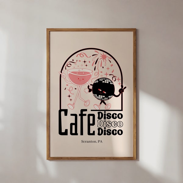 De Office Print Cafe Disco Digitale Download, The Office Gift, Cafe Disco Wall Print