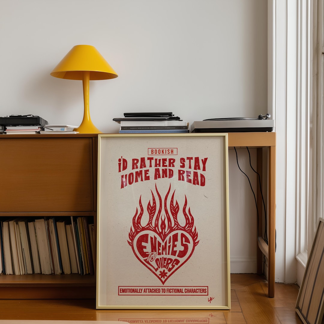 Enemies to Lovers Bookish Poster Printable Romantic Reader Wall Art ...