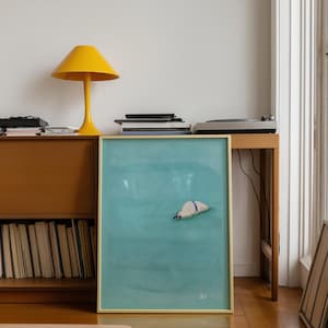 Kontoret Andy flytande affisch utskrivbar minimalistisk väggkonst strandscen digital nedladdning