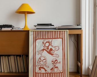 Spidey-Inspired Superhero Wall Art Room Gallery Print Terracotta Kids Room Decor Spider Hero Poster Printable Download