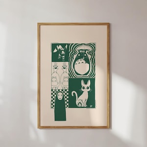 Descarga digital imprimible de arte de pared de Studio Ghibli, lista completa de películas Totoro Spirited Away