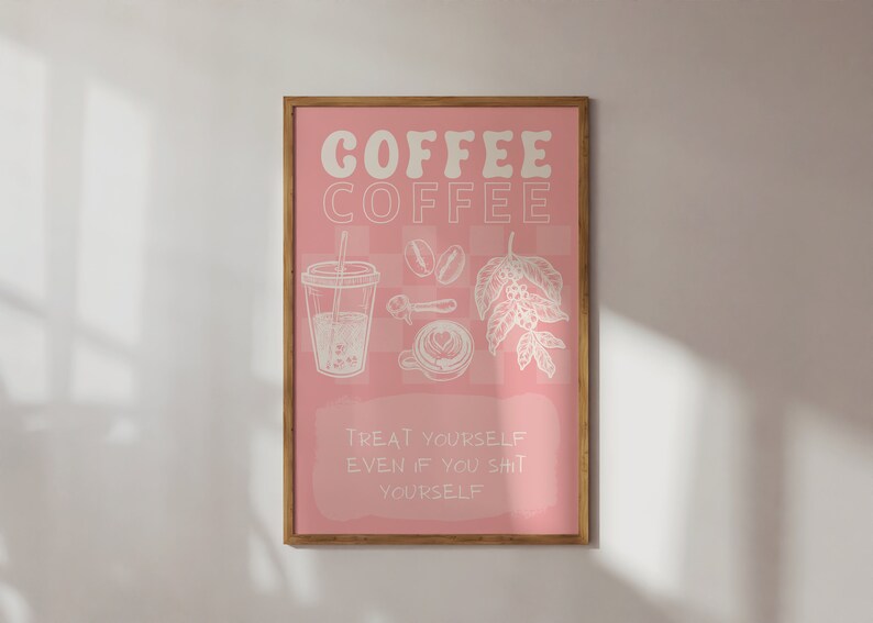 Retro Coffee Quote Wall Art Instant Download Printable Coffee Etsy