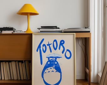 Studio Ghibli filmposter afdrukbare Totoro anime muur kunst minimalistische Japanse film retro anime decor digitale download