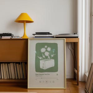 El póster imprimible de The Office en verde salvia para descargar digitalmente. Ryan empezó. El fuego.