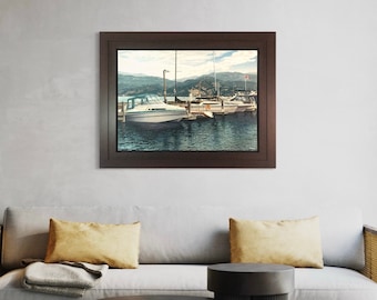 Framed Canvas Giclee Print - "Marina" - Double Wood Frame plus Floater Frame by Artist Mal Gagnon. Low Limited Edition.