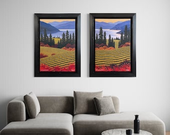 Framed Diptych Giclee Prints - "Evening Splendor 1 & Evening Splendor 2" - In Floater Frame plus  Frame by Artist Mal Gagnon. Buy 1 or Pair.
