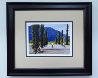 FRAMED ArtCard Print - "On the Grand Promenade"- Okanagan Street Scene by Artist Mal Gagnon.  NEW! ... Discounts for Multiple Item Order.