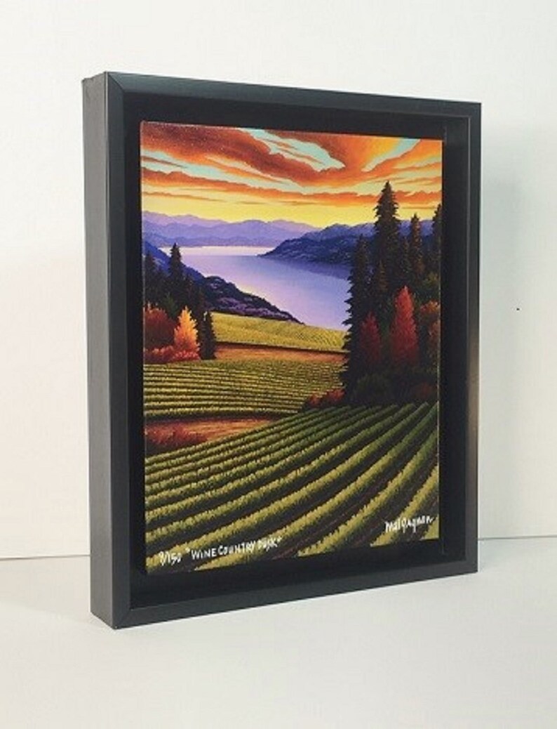 Framed Canvas Giclee Print Wine Country Dusk In Floater Frame by Artist Mal Gagnon. Low Limited Edition. Rebates for local pick-up. image 2