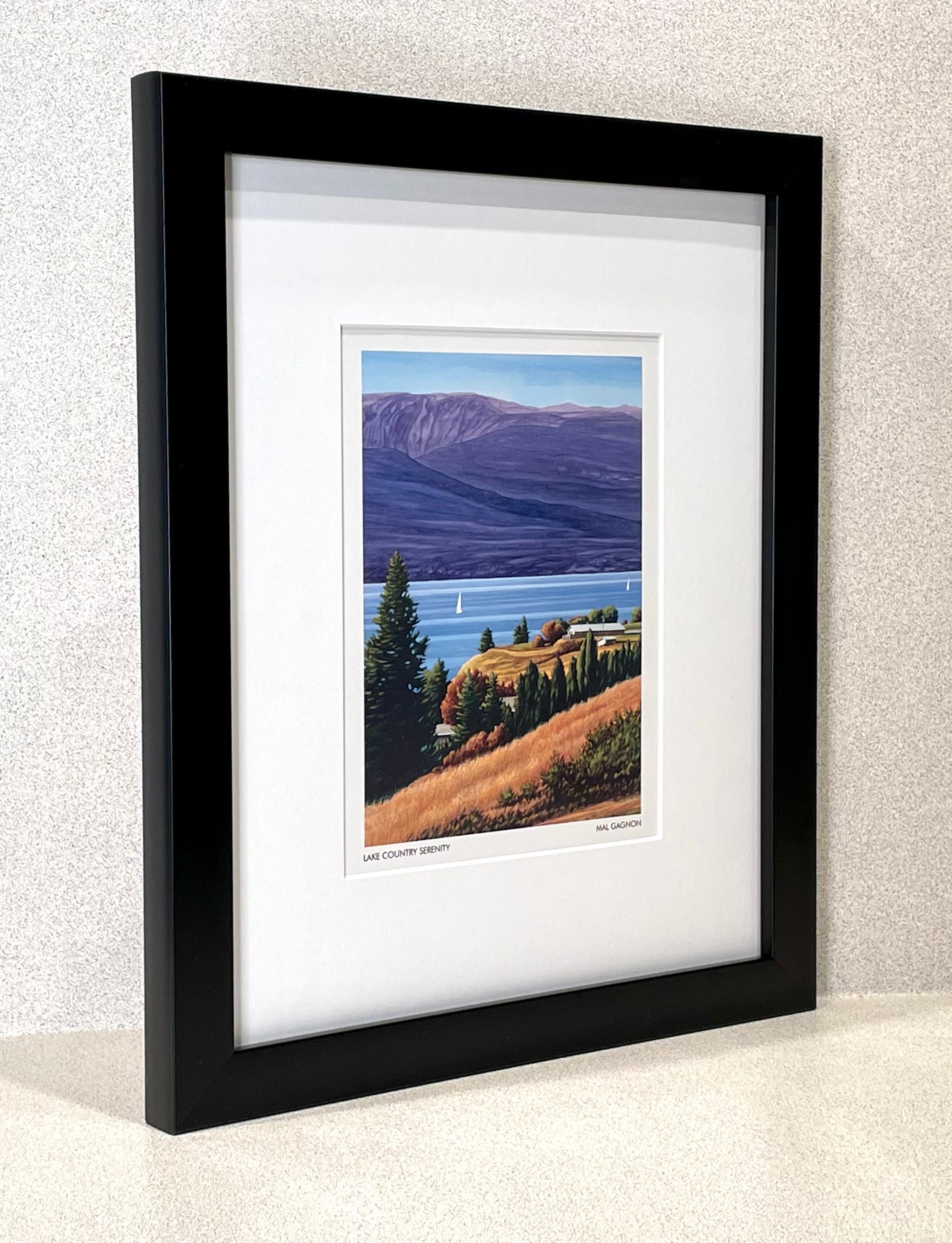 GIFTS of The OKANAGAN - Framed ArtCard Print - "Lake Country Serenity" Okanagan Lake by Artist Mal Gagnon.