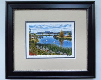 FRAMED  ArtCard Print - "The Rotary Marshes"- Okanagan Waterscape by Artist Mal Gagnon.  NEW! ... Discounts for Multiple Item Orders.