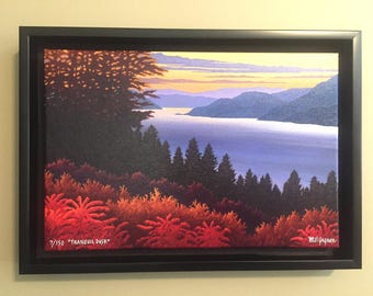 Canvas Giclee Framed Print - "Tranquil Dusk" - Limited Edition in Floater Frame by Artist Mal Gagnon. Local Pickup Save Shipping.