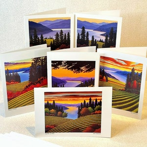 OKANAGAN ART CARDS - " Vineyard Sunsets" by artist Mal Gagnon.