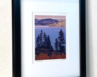 FRAMED Okanagan ArtCard Print - &quot;Squally Point Dusk&quot;- Landscape by Artist Mal Gagnon.