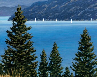 LANDSCAPE ART PRINT - &quot;An Okanagan Sail&quot;, Limited Edition Giclee Print on Fine Art Paper of Western Canada Landscape.